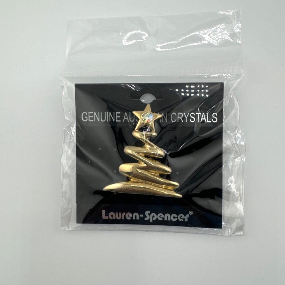 Lauren Spencer Christmas Tree Pin Brooch Austrian Crystal - Picture 2 of 4